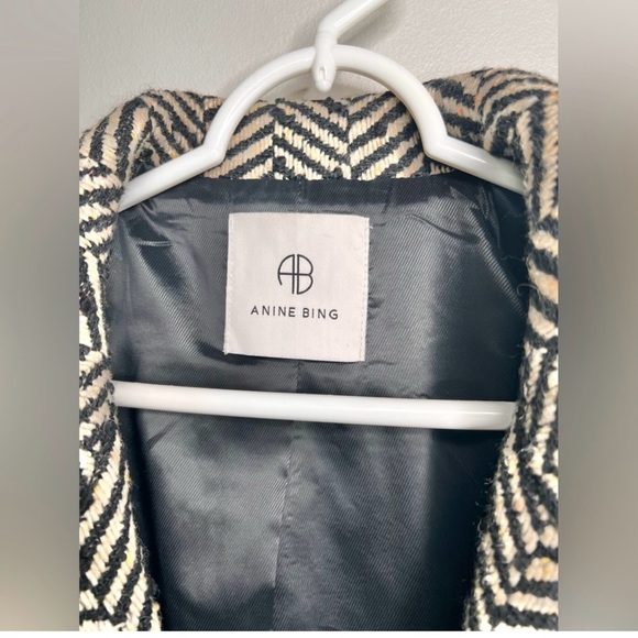 Anine Bing Double Breasted Fishbone Blazer Tweed Size XS - Picture 5 of 9